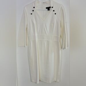 WHBM White V-neck Pointe Military Style Dress Size 10